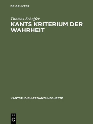 cover image of Kants Kriterium der Wahrheit